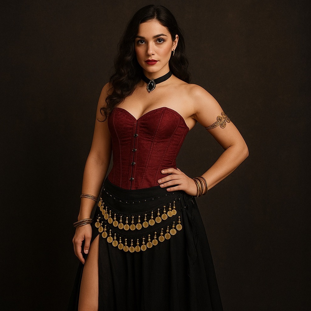 ✨NEW Belly Dance Hip Scarf Wrap Belt with 128 Gold Coins – Black Chiffon 55”x10”